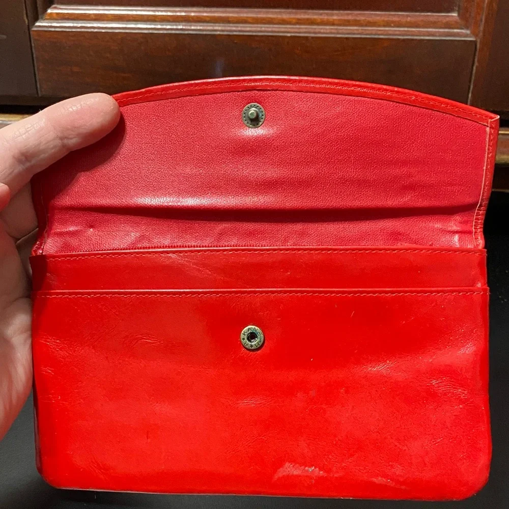 Red vintage Ugo Crespi Leather Clutch wallet